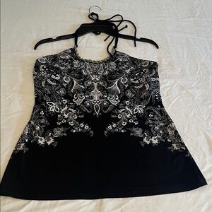 White House Black Market Elegant Black and White Top